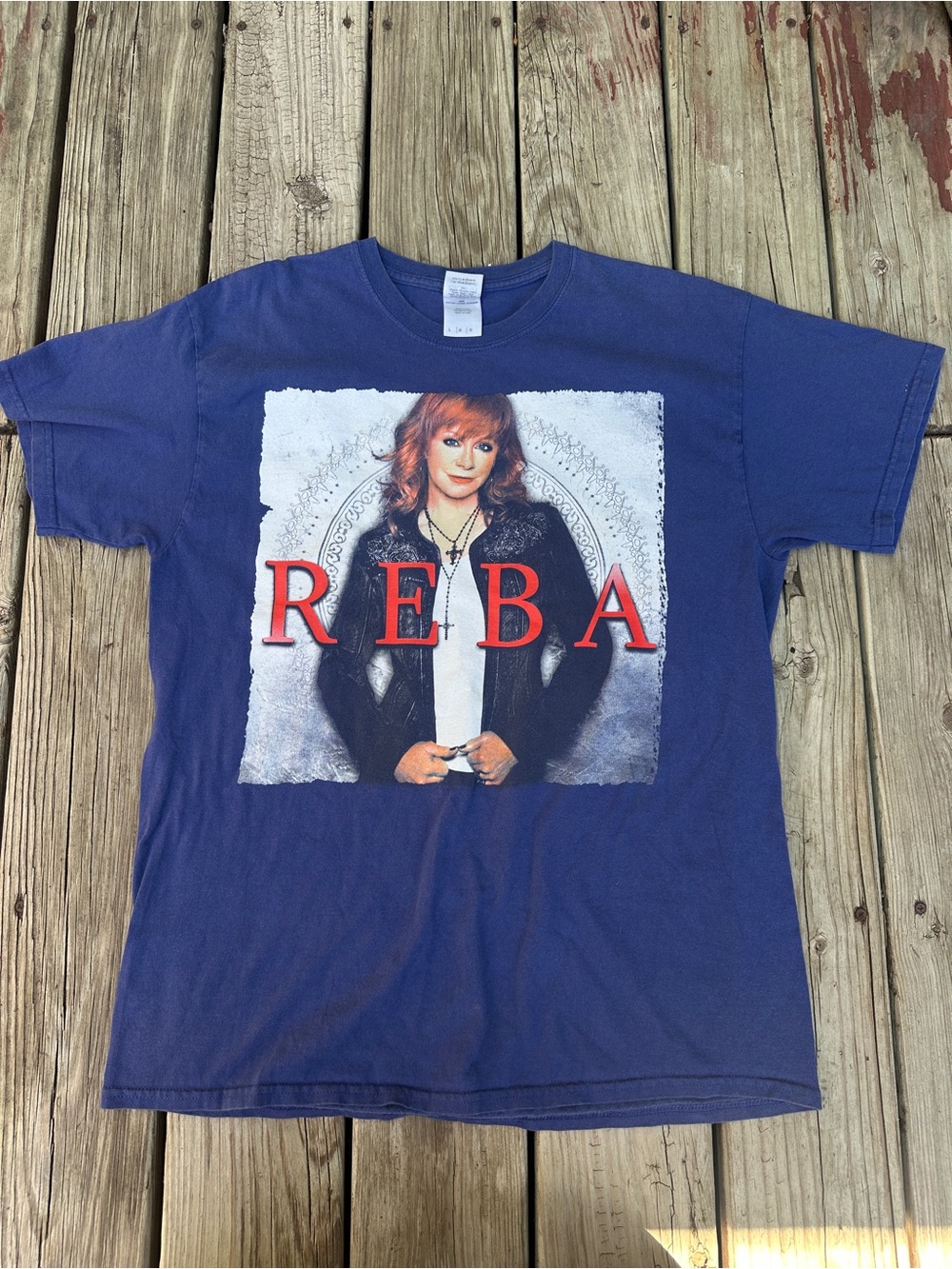 Vtg Reba McEntire Y2K Tour Shirt in Royal Blue Cotton, Size L